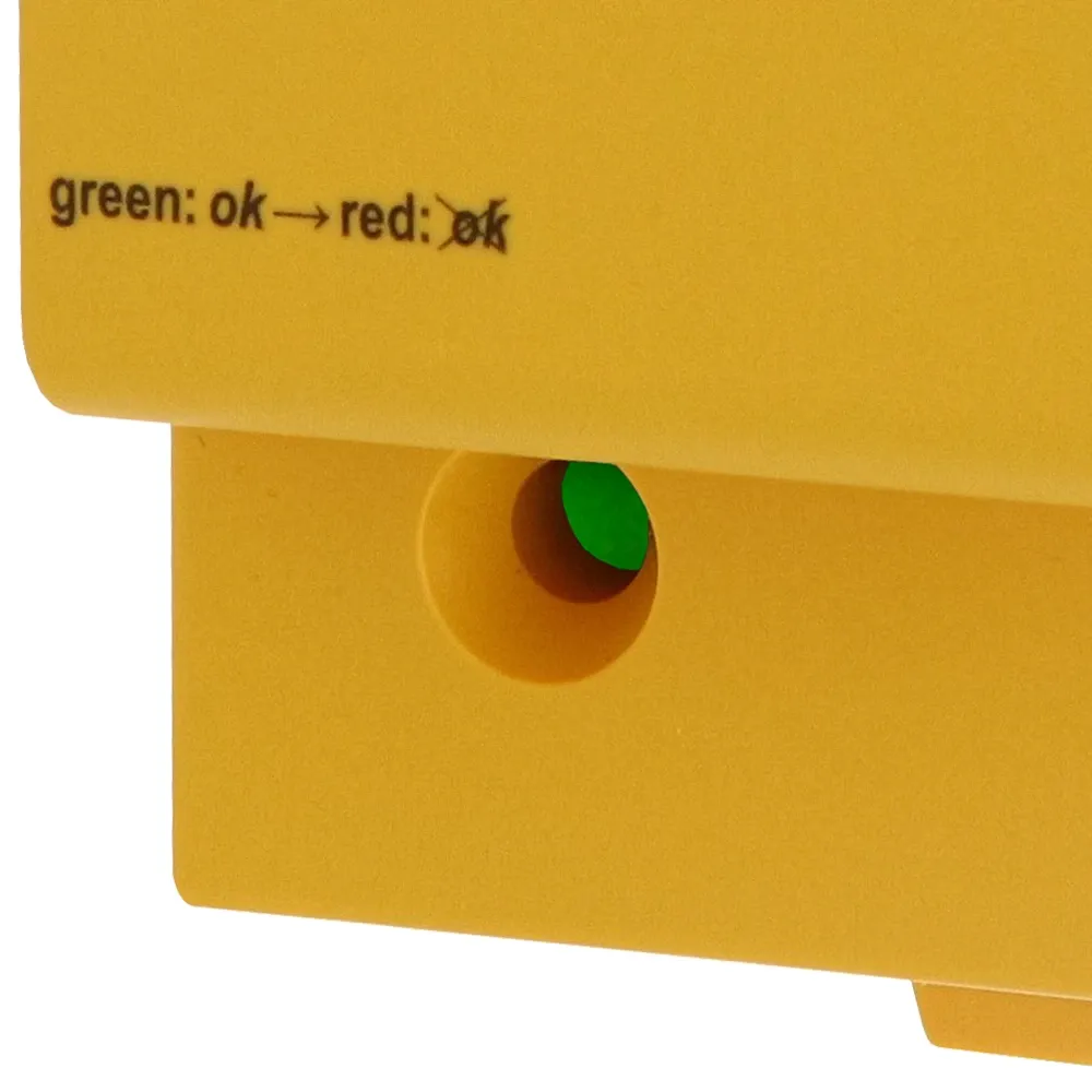 Close-up of the DEHNbox status indicator showing a green OK display.